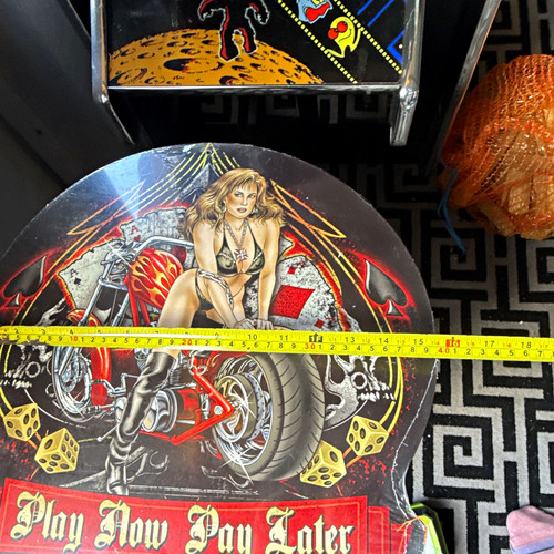 Large tin sign play now - , pay