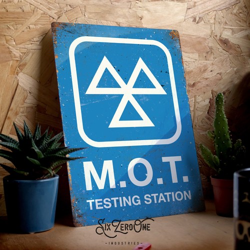 Mot testing station metal sign - station,