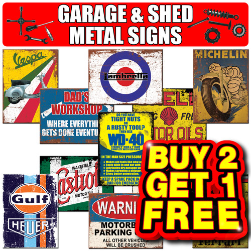 Garage shed metal signs - &,