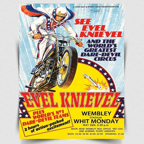 See evel knievel - evel, motorcycle